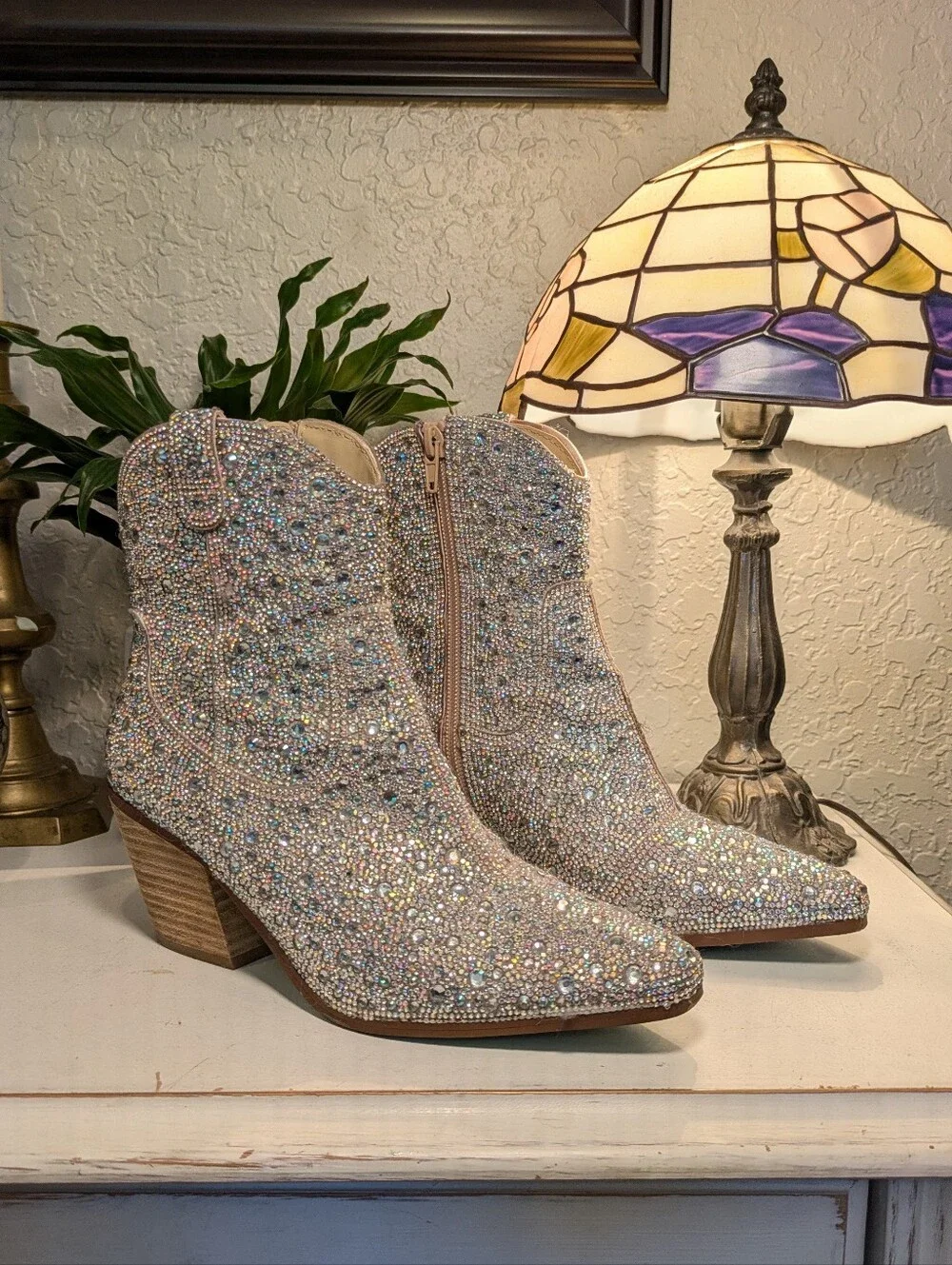Betsey Johnson Diva Rhinestone Western Ankle Boots